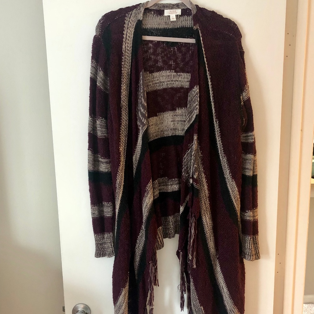 Nordstrom Maroon Grey and Black Sweater